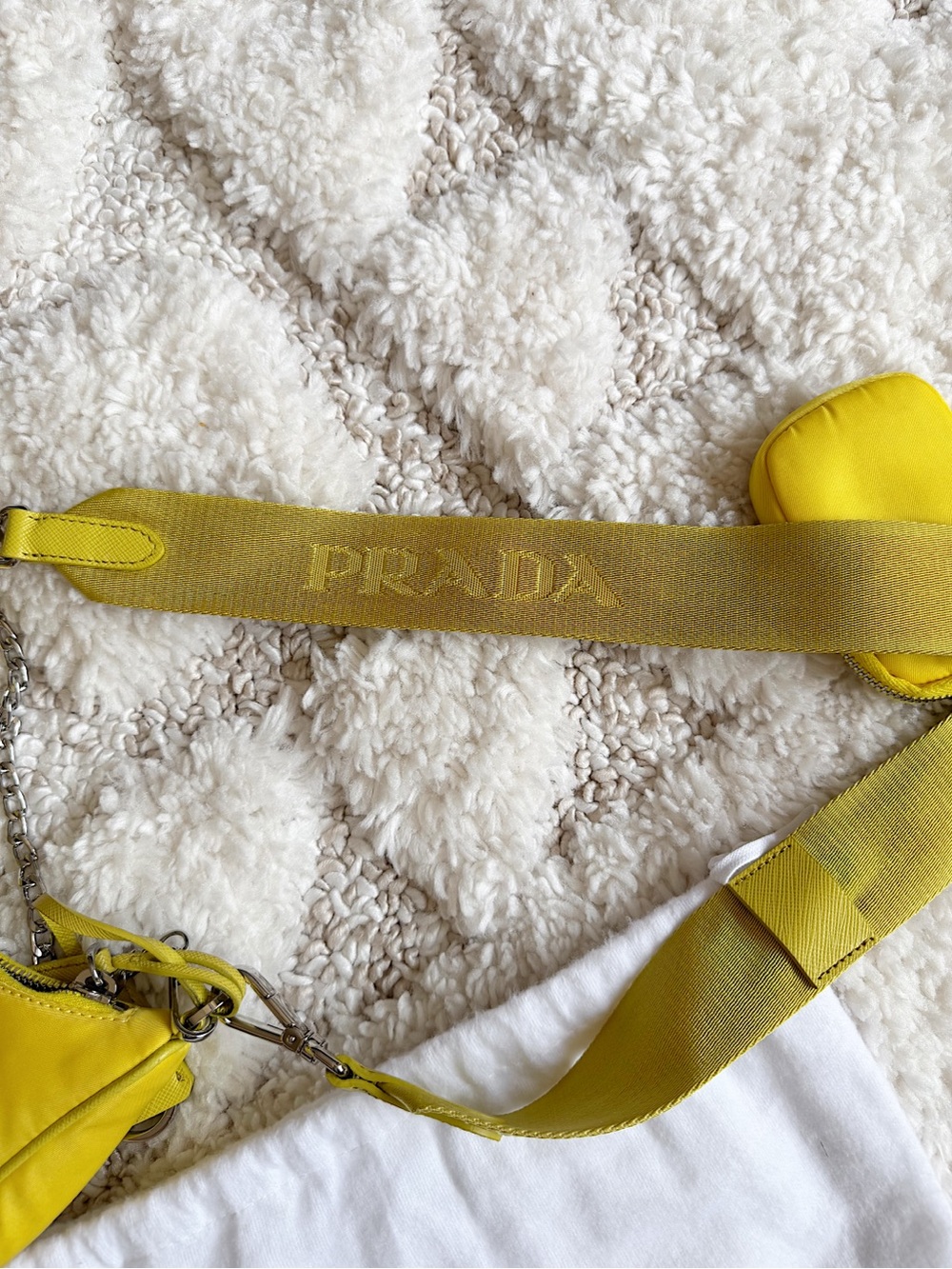 PRADA Re-Edition 2005 yellow Re-Nylon tessuto multi pochette crossbody bag - Picture 10 of 16